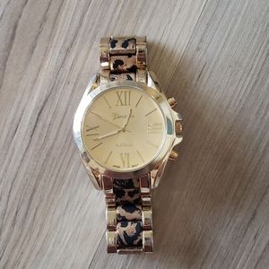 Cheetah Print and Gold Watch